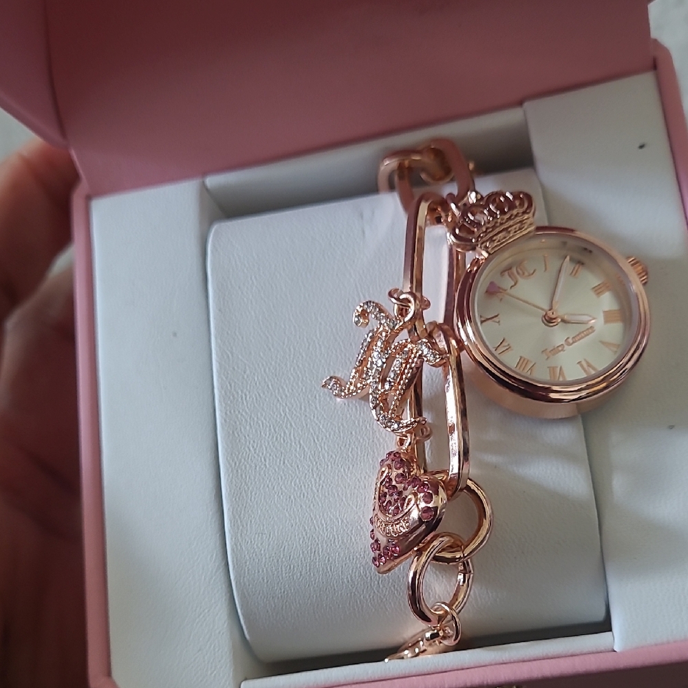 NWT Juicy Couture Rose Gold Women's Charm Bracelet Watch